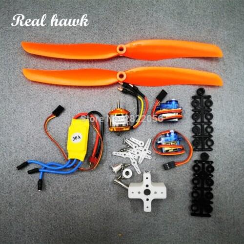 A2212 1200KV Brushless Motor 30A ESC Motor Mount Outrunner 1060 Propeller SG90 9G Micro Servo for RC Fixed Wing Plane Helicopter