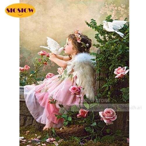 SIOSIOW 5D DIY Diamond Painting Girl Picture Of Rhinestones Diamond Embroidery Full Display Mosaic Cross Stitch Home Decor Room