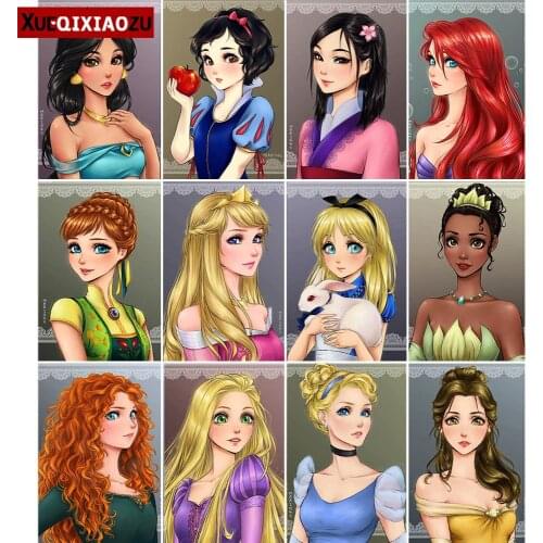 Disney Diamond Embroidery Paintings Full Square/Round Set of Cute Girl Mosaic Cartoon Princess Cross Stitch Set Holiday Gift New