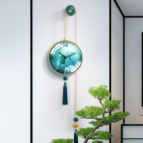 Atmospheric silent wall clock geometric living room new Chinese home clocks and watches fashion creative modern minimalist decor