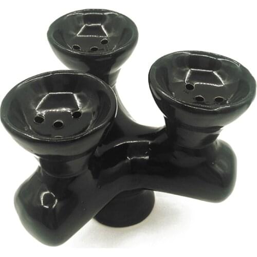 3 Head Hookah Bowl Triple Cup Shisha Pot Ceramic Tri Top Narguile Keeper Chicha Accessory Narguila Topper Three Flavor Holder