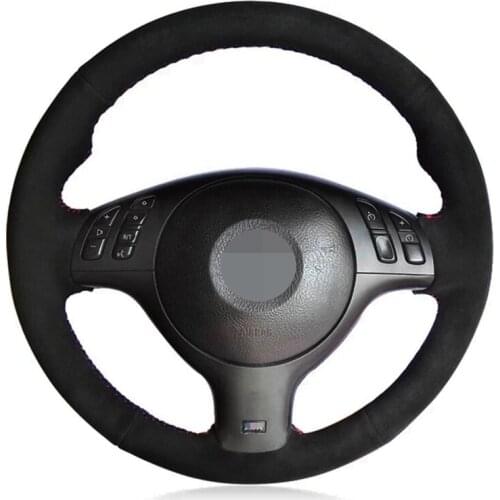 DIY Car Steering Wheel Cover Hand-stitched Black Suede For BMW E46 E39 330i 540i 525i 530i 330Ci M3 2001-2003