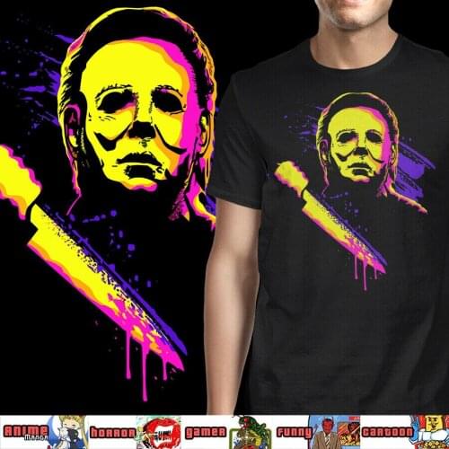 Micheal Myers Halloween Neon Classic Movie Horror Men 2020 Summer Round Neck MenS T Shirt Summer Famous Clothing Shirt