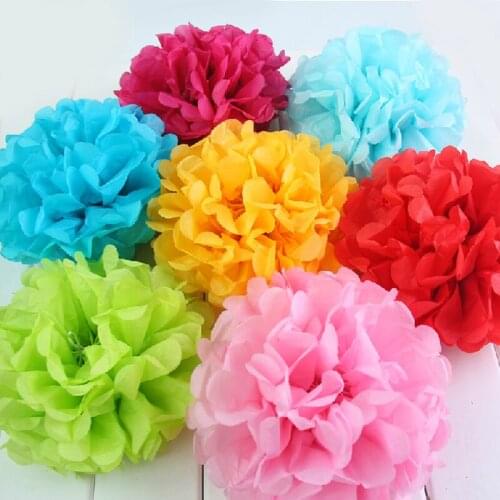 Party 5pcs/lot 6 Inches 15cm Artificial Flowers Tissue Paper Pom Poms Paper Flowers Ball Pompom Wedding Birthday Decor Supplies