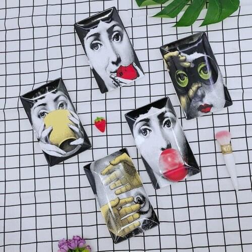 Ceramic desktop decoration ornaments coffee restaurant living room wall hanging face rectangular plate jewelry tray storage tray