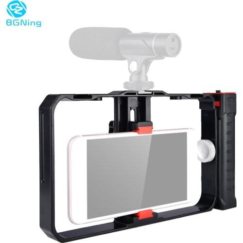 Video Camera Cage Handheld Bar Stabilizer Film Making Rig for Smartphone Stand Mobile Phone Hand Grip Bracket Holder Adapter