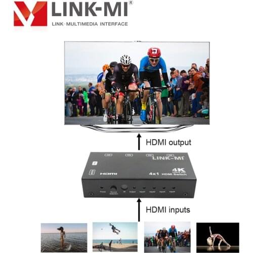 LINK-MI 4x1 HDMI Switcher With Auto Switching Support PIP CEC HDCP 3D Ultra HD 4Kx2K 4 In 1 Out HDMI Switch
