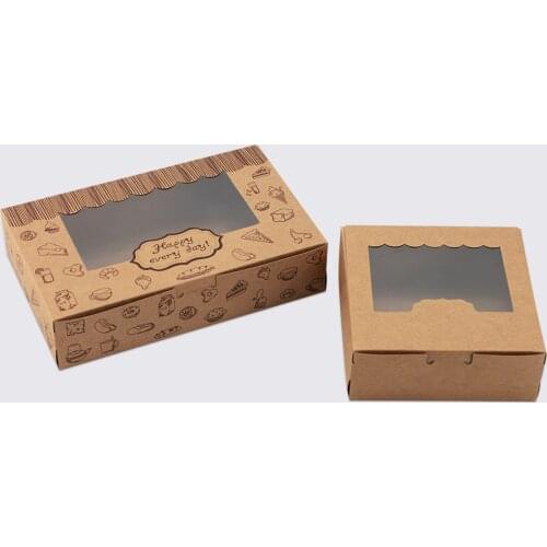 30PCS PINK Printed Baking Food Paper Boxes with Window Christmas Gift Box Cookie Boxes Chocolate Macaron Mooncake Packaging Box