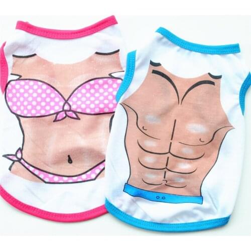 Summer Pet Dog Vest Shirt Clothes Beach Bikini Muscle Man Dog Clothes