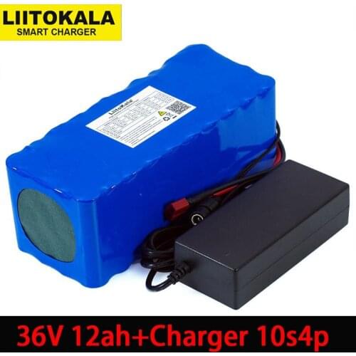 Liitokala 36V 12Ah 18650 Lithium Battery pack High Power 12000mAh Motorcycle Electric Car Bicycle Scooter with BMS+ 2A Charger