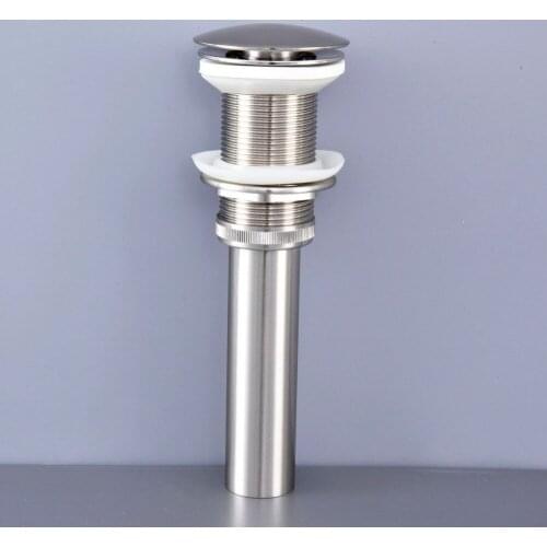 Brushed Nickel Brass Bathroom Large Round Cap Pop UP Sink Drain Without Overflow Dsd072