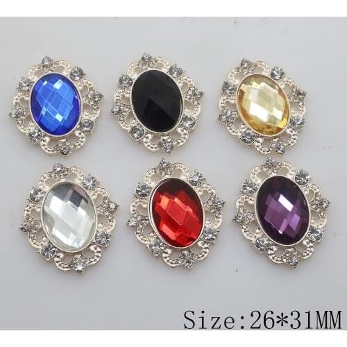 Fashion 10pc clear crystal buttons Wedding invitations Flat back Clothing rose golden metal DIY Glitter Multi color Accessories