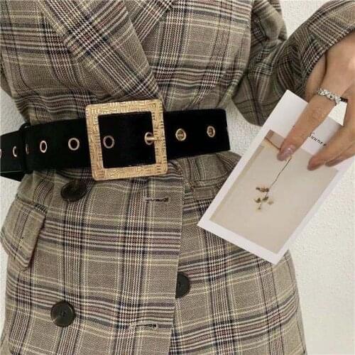Fashion Women Corset Belts Luxury Brand Gold Buckle Wide High Quality Flannel Black Apricot Waist Dress Coat Waistband