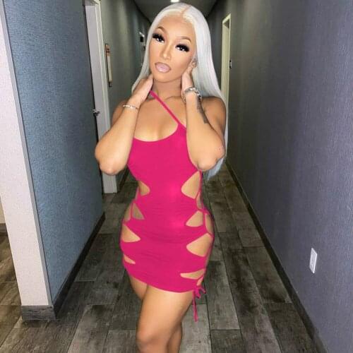 2021 Summer New Sexy Temperament Multicolor Nightclub Style Hollow Dress