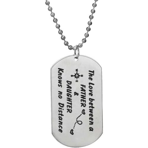 The Love Between A Father & Daughter Knows No Distance Necklace Stainless Steel Dog Tag Pendant Dad Daddy Fathers Day Gifts Hot