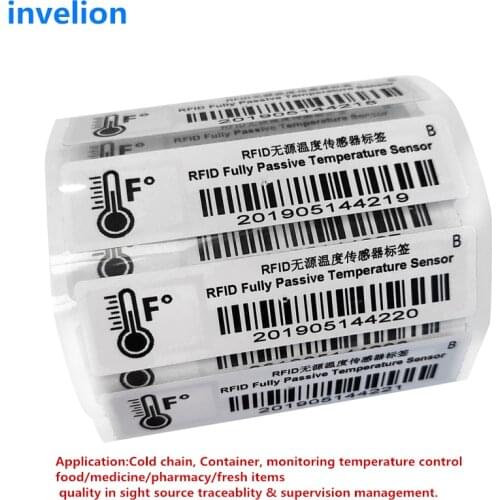 Printing NMV2D CAB0 chip ISO17025 UHF RFID Fully Passive Temperature Sensor Sticker Tag for Medical temperature measurement