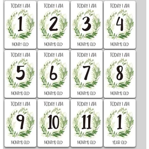 12 Sheet Milestone Photo Sharing Cards Growth Gift Set Baby Age Cards - Baby Milestone Cards, Baby Photo Cards - Newborn Photo