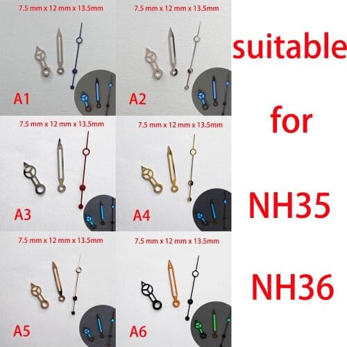 Suitable for NH35 watch pointer, watch accessory hand green/blue super luminous watch custom accessory watch parts nh35，nh36