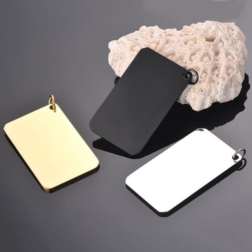 Dripshipping 5pcs/lot Rectangle 3 Colors Stainless Steel Army ID Blank Dog Tags Pendant Necklace Jewelry 30*50mm Hypollergenic