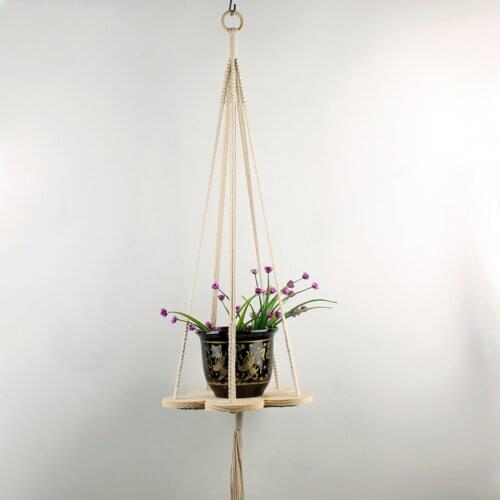Hemp Rope Hanging Net Flower Pot Stand Hand-woven Fine Cotton Rope Gardening Hanging Basket