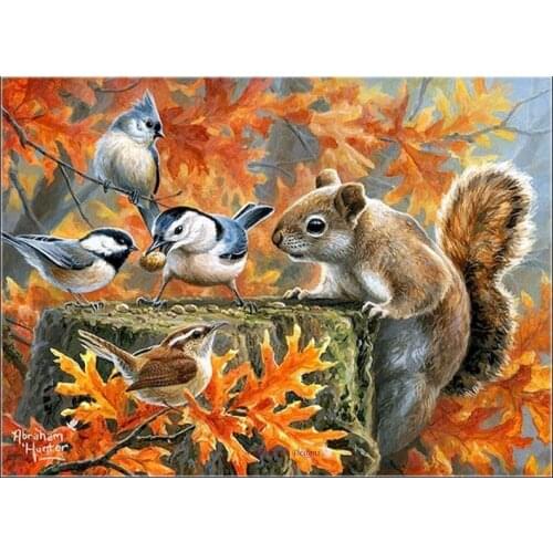 Counted Cross Stitch Kits Needlework Embrodery - Crafts 14 ct Aida Color DIY Arts Handmade Home Decor - Squirrel With Birds