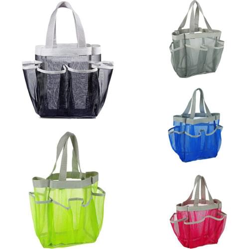Shower Caddy Tote Mesh Shower Basket Quick Dry Bathroom Organizer with 8 Pockets Portable Caddy for Dorm Camping Swimming