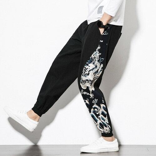 New dragon print harem pants mens trousers streetwear hip-hop pants casual
