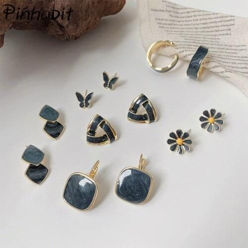 Blue Earrings Square Butterfly Triangle Earrings Flower Earrings Round Earrings for Girls and Friends