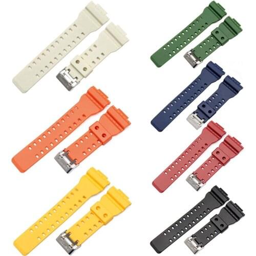 Replacement Soft Silicone Watch Strap Breathable solid color Band Sport Loop for Casio G-Shock GA-110GB GA100 GD120 series