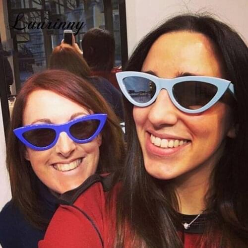 Fashion Black Cat Eye Sunglasses 2021 Women Brand Designer Vintage Blue Sun Glasses Colorful Frame Shades Eyewear Female UV400