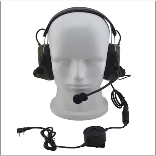 Anti- Noise tactical HEADSET Duty Noise Reduction Headset w/ big Switch PTT & 2-pin K plug for Kenwood Baofeng Airsoft Hunting