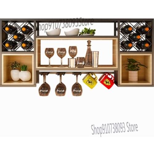 Iron Wall Wine Rack Wall Wine Bottle Wine Glass Rack Bar Wall Wine Cabinet Decoration Hanging Wine Display Rack