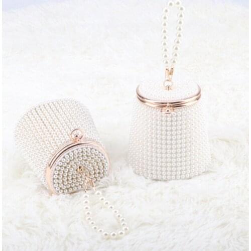 New European Style Ladies Clutch Bag Elegant Portable Pearl Bucket Bag European Style Ladies Dinner Pearl Bags