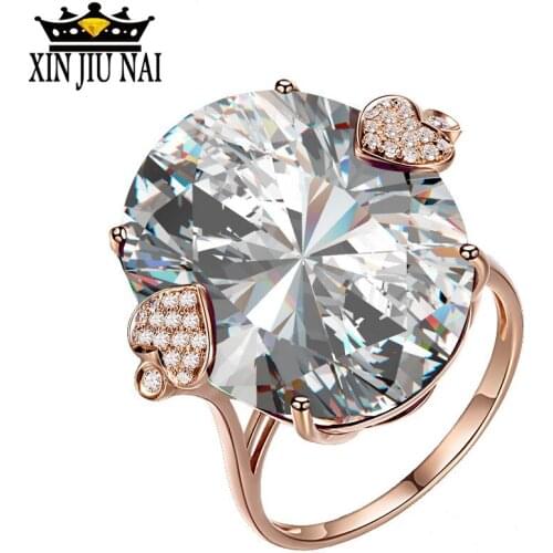 4 Colors Huge gemstone New Fashion Rose Gold Color Ring for Women Goose Egg Shape Ellipse Zircon Stone Pigeon eggs Wedding Ring
