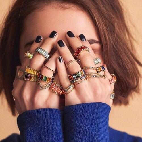 2019 Top Selling Vintage Fashion Jewelry Drop Shipping 10KT Gold Fill Princess Cut Crystal Women Wedding Bridal Wedding Ring