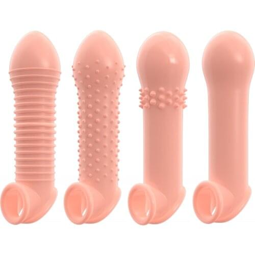 Liquid Silicone Material Ultra-thin Sexy Spike Penis Sleeve Male Enlargement Thickening Set Couple toy Adult Sex Toys