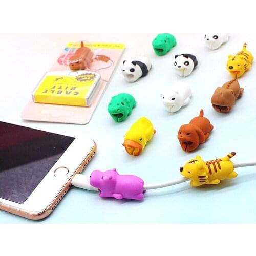 1Pcs Cable Bites Protector For Iphone Cable Winder Phone holder Accessory Chompers Cartoon Animals Doll Model Funny Toys