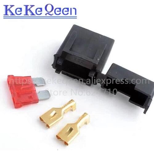 100pcs BX2017 Medium Car Fuse Holder With Terminal Car Insurance Socket Black Lighter Frontal ATC Fuse Holder