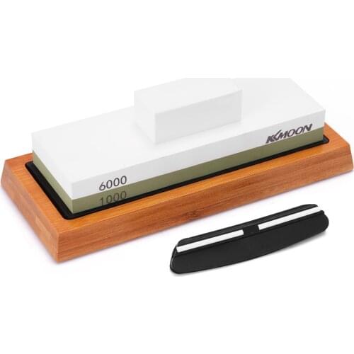 1000#/6000# Premium Whetstone Cut Sharpening Stone Set Sharpener for All Blade Non Slip Base Professional Cutter Sharpener