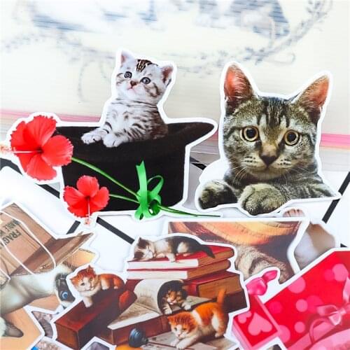 17pcs Kawaii cute cat Stickers Chidren Toy Waterproof Sticker to DIY Laptop Bicycle Helmet Car Decals Scrapbooking Stationery