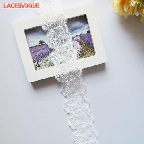 19 Yards 5cm Cotton Mesh Embroidery Lace Ribbon Dress Decoration DIY Garment Material Needlework Sewing Accessories 458