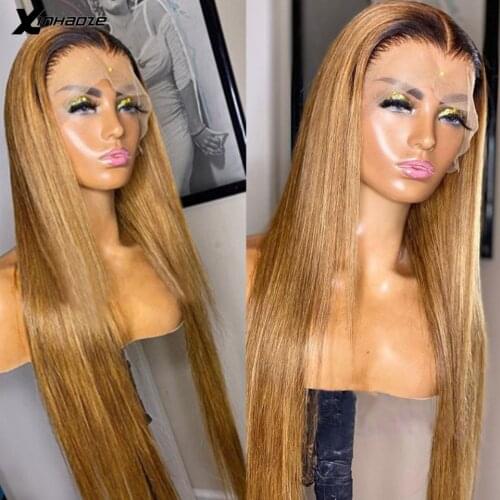 1B/27 Ombre Lace Front Human Hair Wigs For Women Honey Blonde Brazilian Remy T Part 13x6x1 Lace Wig Pre Plucked With Baby Hair