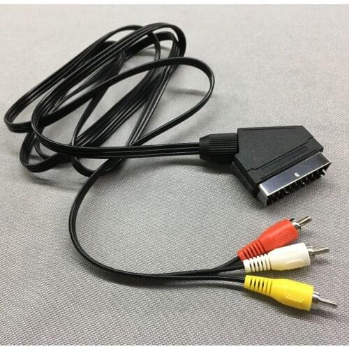 21 Pin SCART To 3 RCA Audio / Video AV Adapter Cable For AV, TV, Digital, DVD