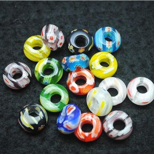 50pcs new glass beads big hole for women chain bracelets making 8x14mm inner hole 5mm crystal glass beads top findings free ship