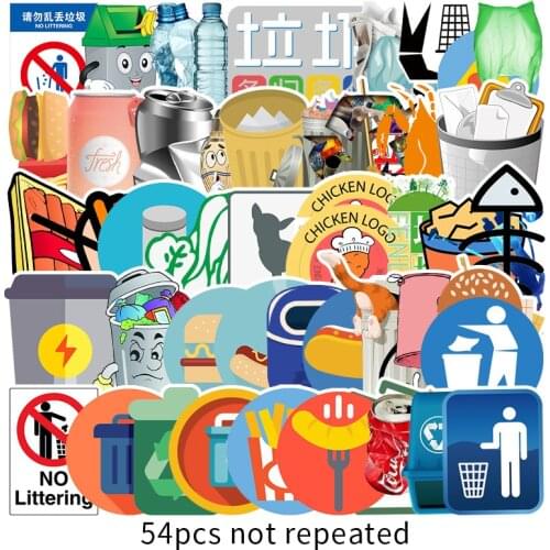 50pcs Kawaii Cute Cartoon Stickers Aesthetic Garbage Classification Graffiti Laptop Waterproof Luggage Phone Car Stickers