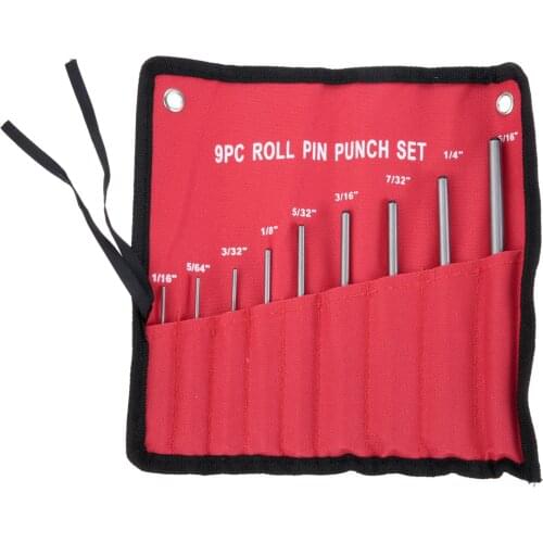 9pcs/set Punching Cylindrical Central Positioning Punch Cylindrical Drilling Tool Alloy Steel Professional Roll Pin Punch Set