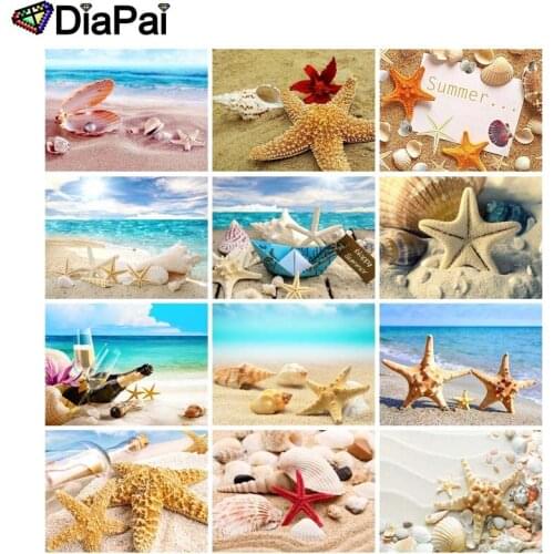 DIAPAI 5D DIY Diamond Painting 100% Full Square/Round Drill "Sea starfish conch landscape" 3D Embroidery Cross Stitch Home Decor
