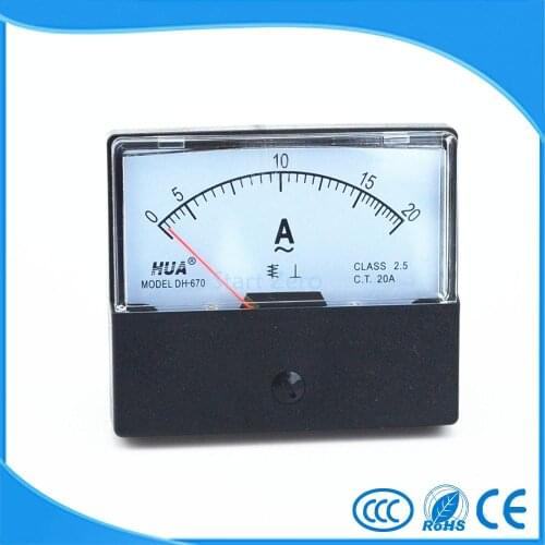 DC 0-20A Analog Panel Meter Ammeter Gauge DH-670