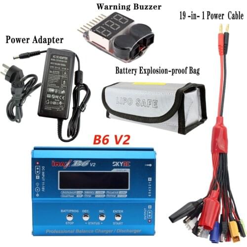 B6 V2 Balance Charger +SKYRC IMAX B6 V2 Power Adapter+Lipo Battery Explosion-proof+19 in 1 Power Cable +Warning Buzzer