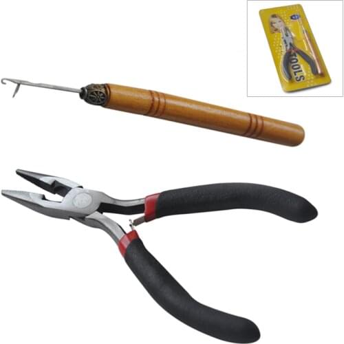 Free Shipping One Set Of Hair Extensions Tools Pliers Opener+Pulling Hook Needle for Micro Ring Tools